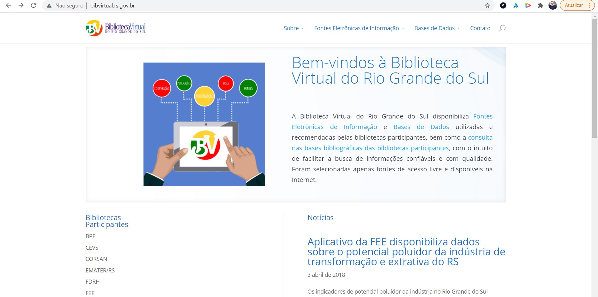 Biblioteca Virtual do Rio Grande do Sul/Reprodução do site